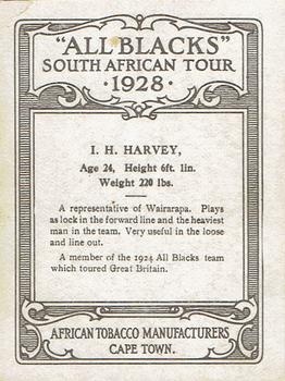 1928 African Tobacco Manufacturers All Blacks South African Tour #NNO Ian Harvey Back